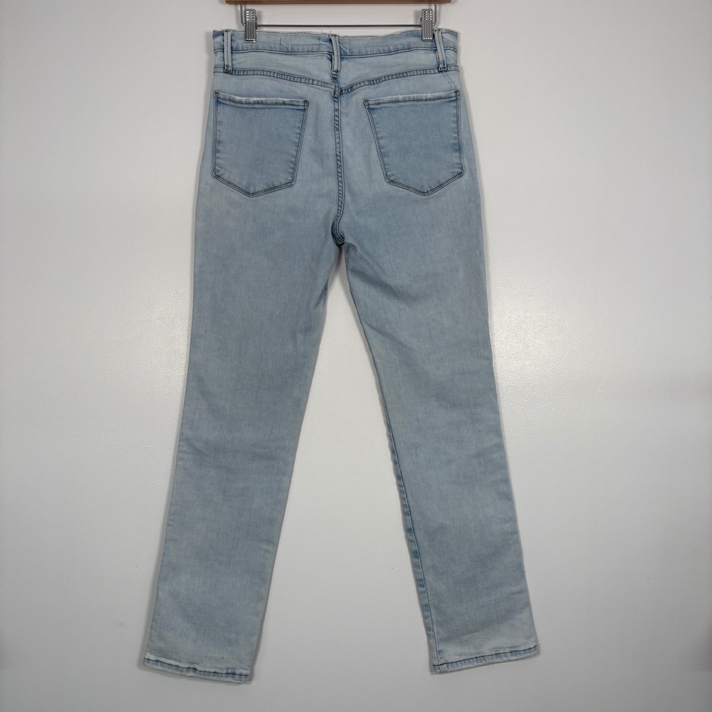 FRAME Women Jeans 29 Light Blue Le Sylvie Slender Straight High Rise Raw Edge - Picture 5 of 16